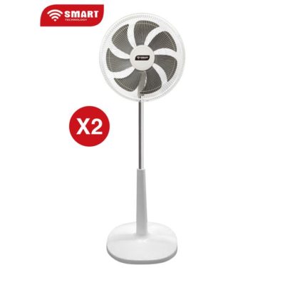 SMART TECHNOLOGY 2 VENTILATEURS SMART Double Hélices 16″ – STV-1623C – (2PC/CRT)-BLANC-NOIR-Garantie 1 Mois