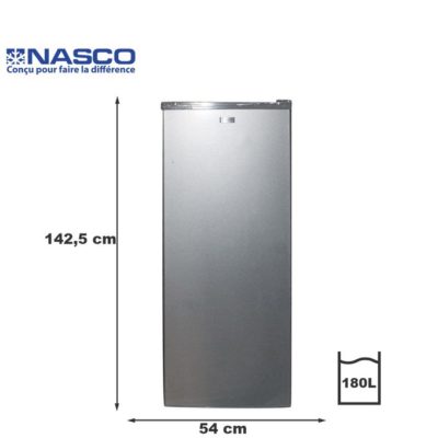 Nasco Congélateur Vertical NASD1-226FL – 180 Litres / 6 Tiroirs / Argent  + 12 mois de garantie