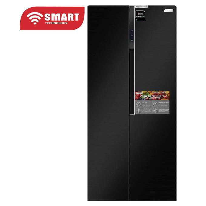 SMART TECHNOLOGY Réfrigérateur Américain 2 Battants NFRST INVT 450L Smart (STR-9011H) – Gris Foncé – 12 Mois Garantie